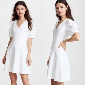 Rebecca Taylor White Textured Skater Dress V-Neck Mini